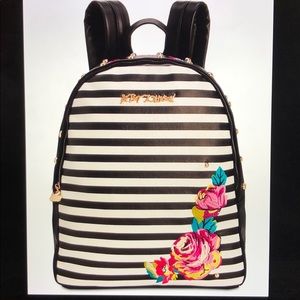 Betsey Johnson Striped Embroidered Backpack